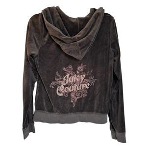 Vintage Y2k Juicy Couture Velour Full Zip Hoodie Size XL BROWN/GRAY